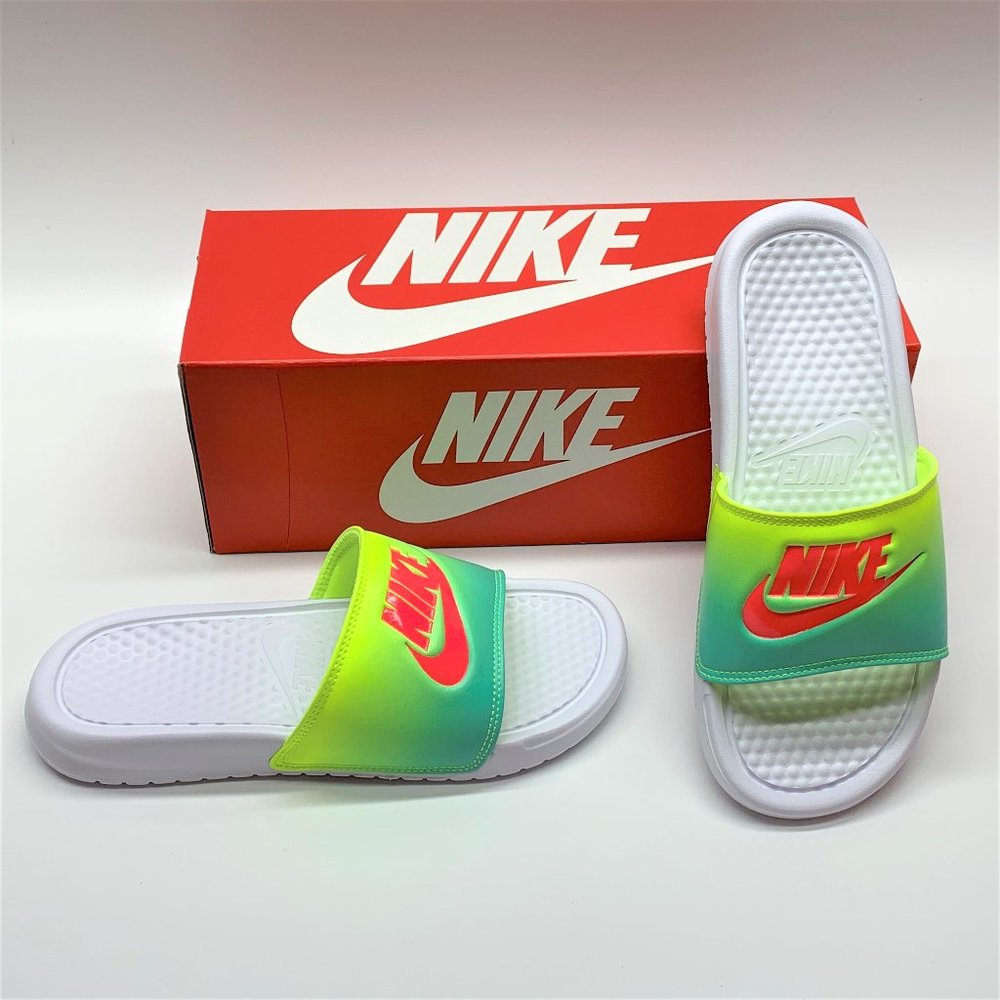 Nike Benassi JDI Print 618919 White Slide Sandal 9